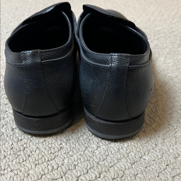 Prada Black Textured Leather Oxfords main image 8